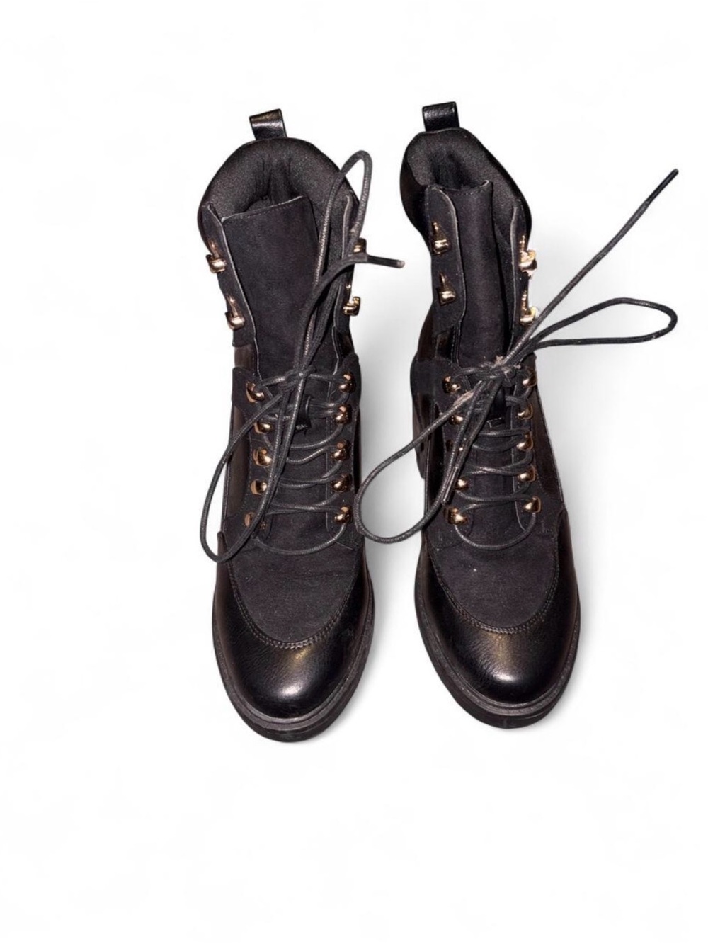 JustFab Black Lace-Up Hiking-Inspired Combat Boots